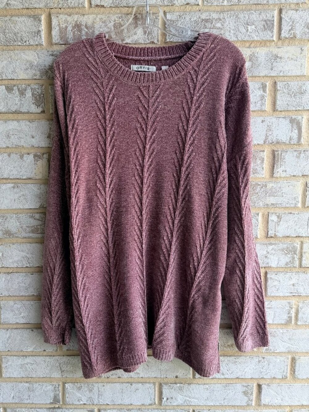 ORVIS Long Sleeve Crew Neck Mauve Pink Soft Pullover Sweater  Women's Size XXL.